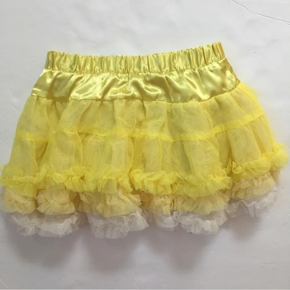 Bundle 2-Pcs Matching Sets Baby Girls Polka Dots White Top Yellow Tutu Skirt